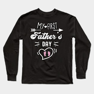 My First Father'S Day First Time Daddy New Dad Matching Long Sleeve T-Shirt